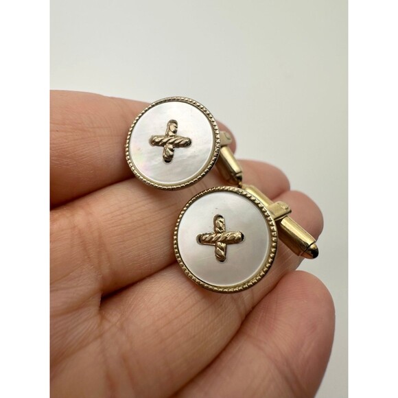 Vintage gold plated mother of pearl cufflinks